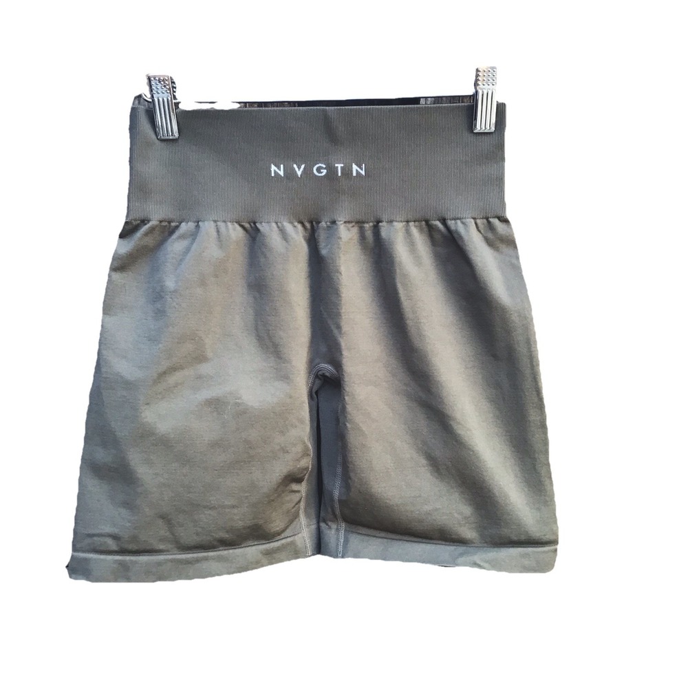 NVGTN Women's Seamless Workout Shorts Size Small Olive Green High Waist Gym Yoga